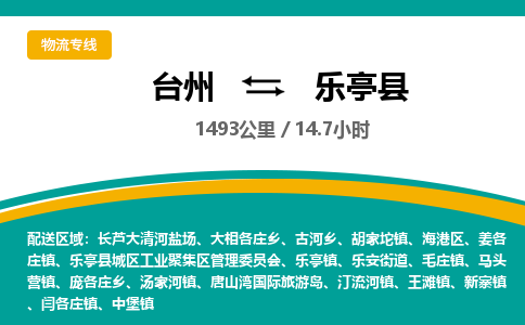 台州到乐亭县物流专线