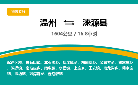 温州到涞源县物流专线